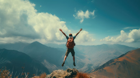 KIITEs On the Edge 2 212415291-hiker-jumping-on-the-top-of-the-mountain-freedom-concept
